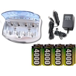 ACCUPOWER V-2299 Universal Smart Charger + 8 D Nimh Batteries (4000 Mah)