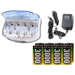 ACCUPOWER V-2299 Universal Smart Charger + 8 C Nimh Batteries (3000 Mah)