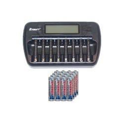 TENERGY 8 Bay Aa / Aaa Lcd Battery Charger + 16 Aaa 1000 Mah Nimh Batteries