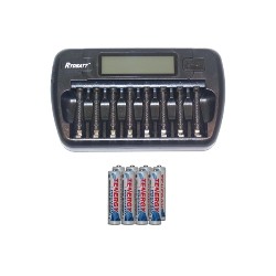 TENERGY 8 Bay Aa / Aaa Lcd Battery Charger + 8 Aaa 1000 Mah Nimh Batteries
