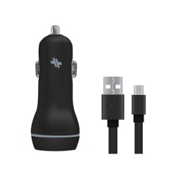 SWISSMOBILITY Swiss Dualport 3.4A Universal Car Charger With MicroUSB Cabl Scdc34L-W