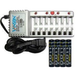 ACCUPOWER V-868 8 Bay Aa & Aaa Charger + 8 Aaa (1100 Mah) Acculoop-X Nimh Batteries