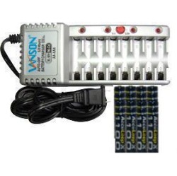 ACCUPOWER V-868 8 Bay Aa & Aaa Charger + 16 Aaa (1100 Mah) Acculoop-X Nimh Batteries