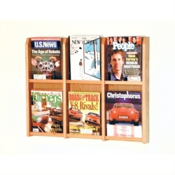 WOODEN MALLET 6 Magazine Wall Rack In Light Oak