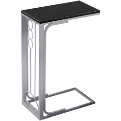 MONARCH Accent Table C-Shaped End Side Snack Living Room Bedroom Metal In Black
