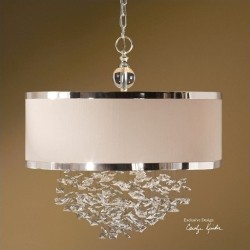 UTTERMOST Fascination 3 Light Slken Plated Drum Pendant In Silver