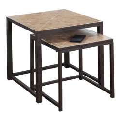 MONARCH CANADA Nesting Table Set Of 2 Side End Metal Accent Bedroom Metal In Brown