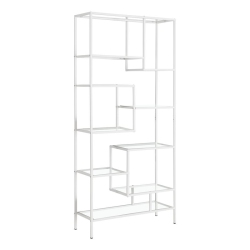 MONARCH Bookshelf Bookcase Etagere 72"h Office Bedroom Metal Clear In White
