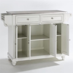 CROSLEY FURNITURE Cambridge Stainless Steel Top Kitchen Island In In White