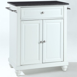 CROSLEY FURNITURE Cambridge Black Granite Top Portable Kitchen Island In In White