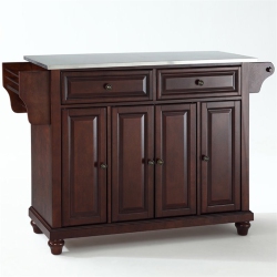 CROSLEY FURNITURE Cambridge Stainless Steel Top Kitchen Island In In Mahogany