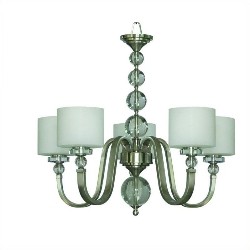 YOSEMITE HOME DECOR Mitchell Peak 5 Light Chandelier In Satin Steel With Dove Glass In White