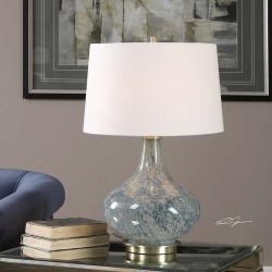 UTTERMOST Celinda Gray Glass Lamp In Blue