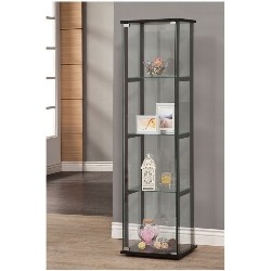 COASTER Contemporary Glass Curio Cabinet In In Black