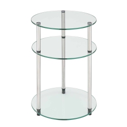 CONVENIENCE CONCEPTS Classic Clear Glass Three Tier Round Table