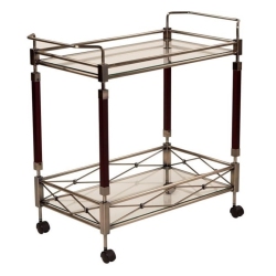 OFFICE STAR Melrose Serving Cart With Clear Tempered Glass And Nickel Brush Frame