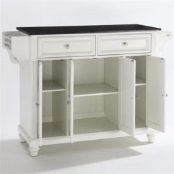 CROSLEY FURNITURE Cambridge Black Granite Top Kitchen Island In In White