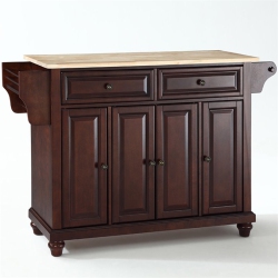 CROSLEY FURNITURE Cambridge Natural Wood Top Kitchen Island In In Mahogany