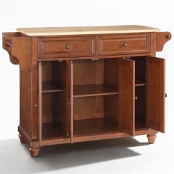 CROSLEY FURNITURE Cambridge Natural Wood Top Kitchen Island In Cherry