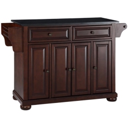CROSLEY FURNITURE Alexandria Granite Top Kitchen Island In Mahogany In Black