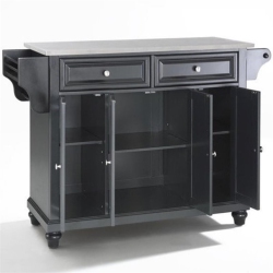 CROSLEY FURNITURE Cambridge Stainless Steel Top Kitchen Island In In Black