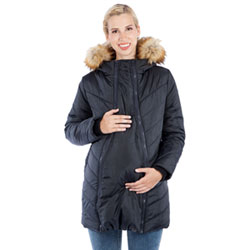 Modern Eternity Lexie Quilted Maternity Puffer Coat - X-Large - Navy