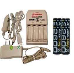 ACCUPOWER Sunbeam Aa / Aaa Battery Charger + 4 Aa Acculoop-X Nimh Batteries (2600 Mah)