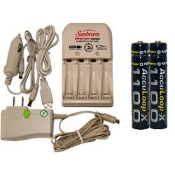 ACCUPOWER Sunbeam Aa / Aaa Battery Charger + 4 Aaa Acculoop-X Nimh Batteries (1100 Mah)