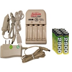 ACCUPOWER Sunbeam Aa / Aaa Battery Charger + 8 Aa Nimh Batteries (2900 Mah)
