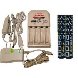 ACCUPOWER Sunbeam Aa / Aaa Battery Charger + 8 Aa Acculoop-X Nimh Batteries (2600 Mah)