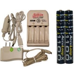 ACCUPOWER Sunbeam Aa / Aaa Battery Charger + 8 Aaa Acculoop-X Nimh Batteries (1100 Mah)