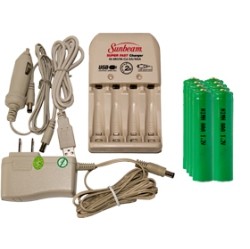 POWER PORTABLE Sunbeam Aa / Aaa Battery Charger + 8 Aaa Nimh Batteries (1200 Mah)