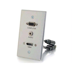 CABLES TO GO C2G HDMI, VGA + 3.5MM Pass Through Single Gang Wall Plate - Aluminum