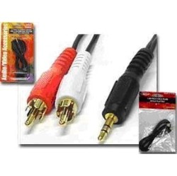 New 6 ft. 3.5MM Stereo Plug to 2 x RCA Plug Plated in Gold
