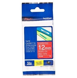 BROTHER Laminated Tapes 12MM Wht On In Red