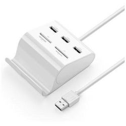 SAMA Sa-30344 Mobile Phone Stand With Card Reader USB3.0. Supporting Tf/sd/ms/cf Memory Cards. 1Meter Length Cable. Colo In White