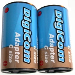 DIGICOM 2-Pack C Size Battery Adapters for Aa Batteries