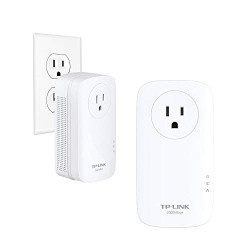 TP LINK Na Tp-Link Av2000 Powerline Adapter Kit, 2-Port, Gigabit W/ Power Outlet Pass-Through, Up to 2000Mbps (Tl-Pa9020P Kit)