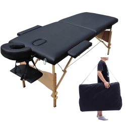KUNOVA (Tm) Super Stable Portable 2 Fold Massage Reiki Facial Table Bed (Black) Free Carrying Bag & Armrests (Black)