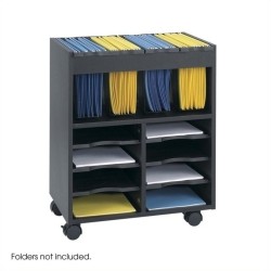 SAFCO 8 Compartment Go Cart Mobile Wood Letter File Cart In In Black