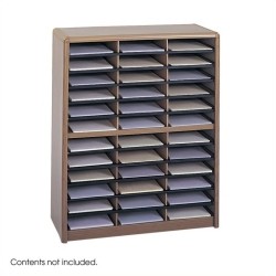 SAFCO 36 Compartment Value Sorter Metal File Organizer In Medium Oak