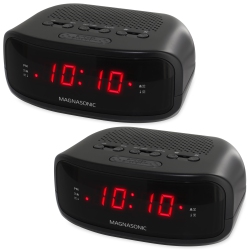 MAGNASONIC Digital Am/fm Clock Radio With Battery Backup, Dual Alarm, Sleep/snooze Functions, Display Dimming - 2 Pack