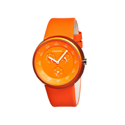 GIORGIO FEDON 1919 Fdae001 Trapezium Multi-Function Leather Men's Watch In Orange
