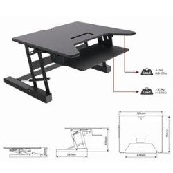 AMER NETWORKS Ezriser36 Height Adjustable Sit/stand Desk Computer Riser, Dual Monitor Capable, 36 Inch Wide With Keyboar