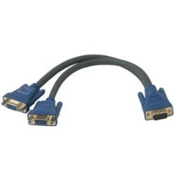 CABLES TO GO C2G Ultima One HD15 Male to Two HD15 Female Sxga Monitor Y-Cable HD-15 Male HD-15 Female 12" 29610 In Charcoal