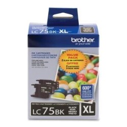 BROTHER Printer Lc752Pks 2 Pack Of Lc-75Bk Cartridges Ink Retail Packaging