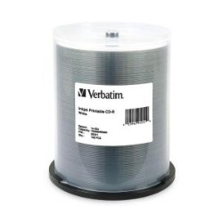 VERBATIM 700Mb 52X 80 Minute Inkjet Printable Recordable Disc CD-R, 100-Disc Spindle 95251 In White