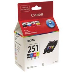 CANON Genuine Cli-251 Bk, C, Mandy Ink Value Pack 6513B009