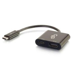 CABLES TO GO C2G 29531 USB-C to HDMI Audio/video Adapter Converter With Power Delivery External Video Adapter USB Type-C HDMI In Black