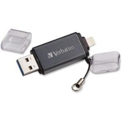 VERBATIM 32 GB Istore 'n' Go Dual USB 3.0 Flash Drive for Apple Lightning Devices, Graphite 49300
